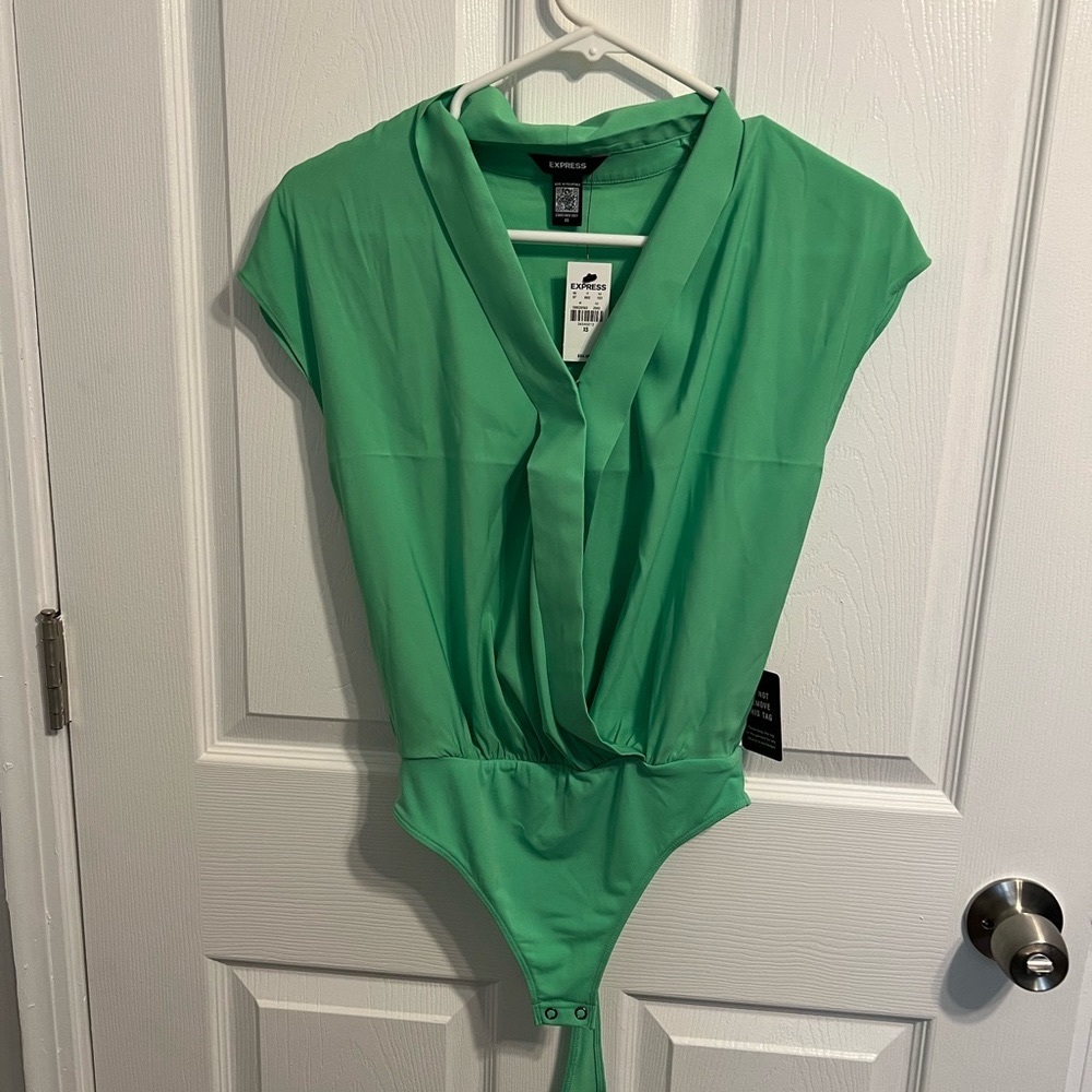 Express XS green bodysuit blouse. NWT